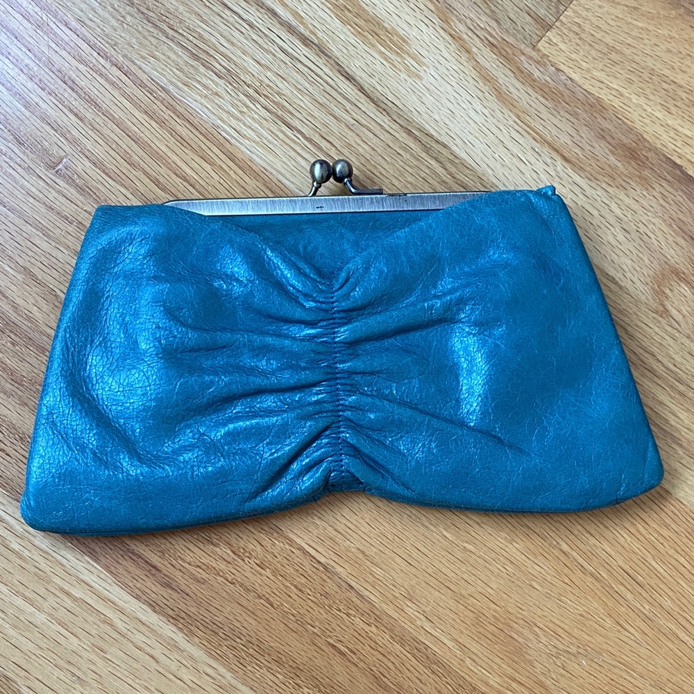 HOBO Teal Kiss lock Clutch with Chain Strap